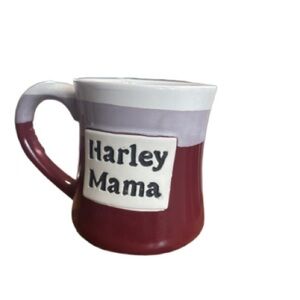 Harley Mama burgundy  and oversized White Mug by tumbleweed pottery